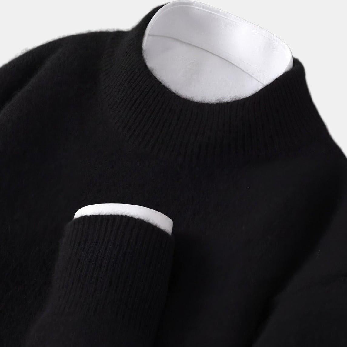 Sand High-Neck Jumper Black, studio photo