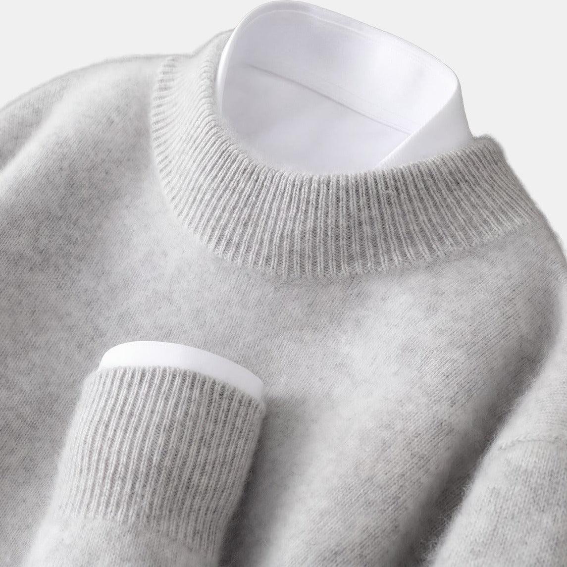 Sand High-Neck Jumper Light Grey, studio photo