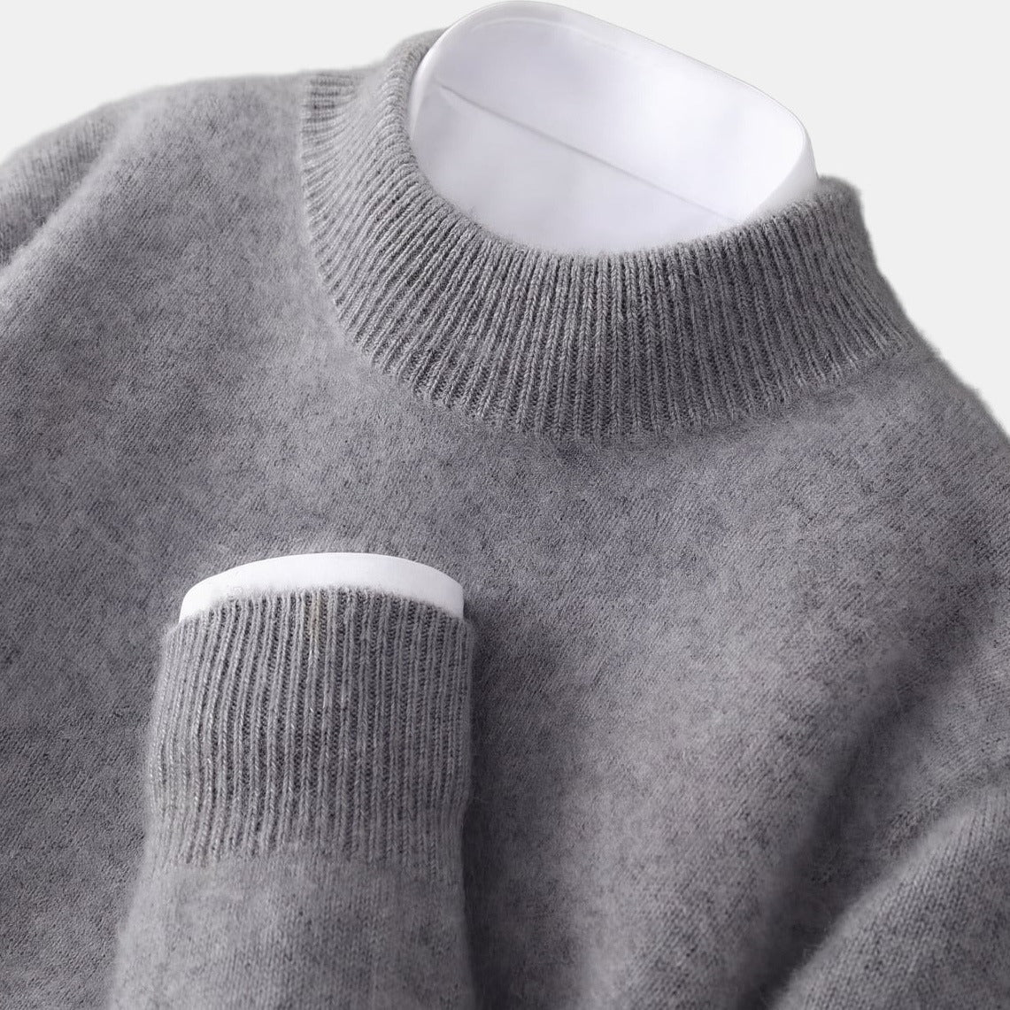 Sand High-Neck Jumper Dark Grey, studio photo