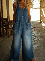 Vintage Denim Overalls with Large Pockets