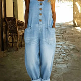Vintage Denim Overalls with Large Pockets