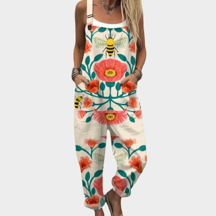 Selene | Women's Bright Soothing Floral Overalls