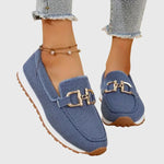 Fable | Knit Slip-On Loafers with a Buckle Detail