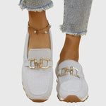 Fable | Knit Slip-On Loafers with a Buckle Detail