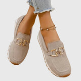 Fable | Knit Slip-On Loafers with a Buckle Detail
