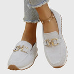 Fable | Knit Slip-On Loafers with a Buckle Detail
