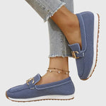 Fable | Knit Slip-On Loafers with a Buckle Detail