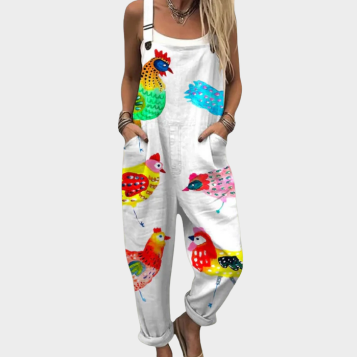 Sibyl | Women's Vibrant Artistic Bird Overalls