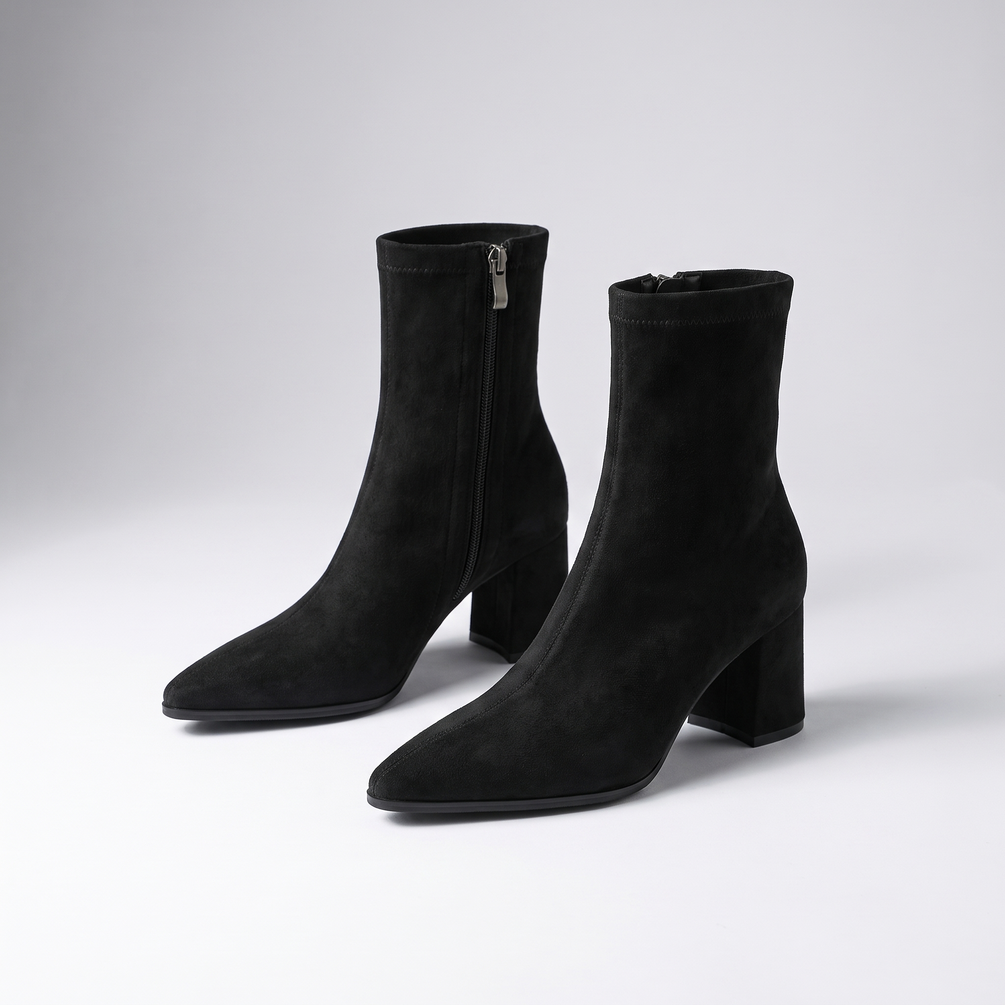 Sienna | Block-Heel Ankle Boots with a Side Zip Black, photo studio