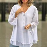 Anika | Double-Hem Zip-Neck Blouse