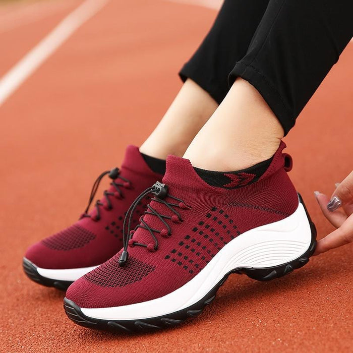 Llinos | Sock-Style Knit Sneakers with Toggle Laces