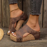 Emmie | Studded Slip-On Wedge Sandals with Cut-Outs