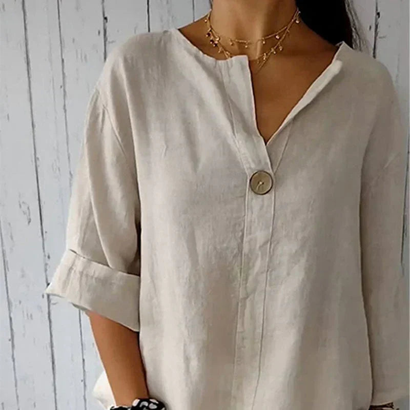 Valentina | Button-Up V-Neck Blouse