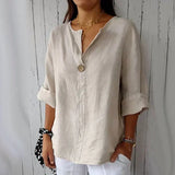 Valentina | Button-Up V-Neck Blouse