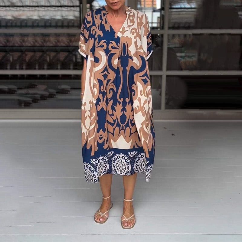 Estella | Printed Boho V-Neck Dress