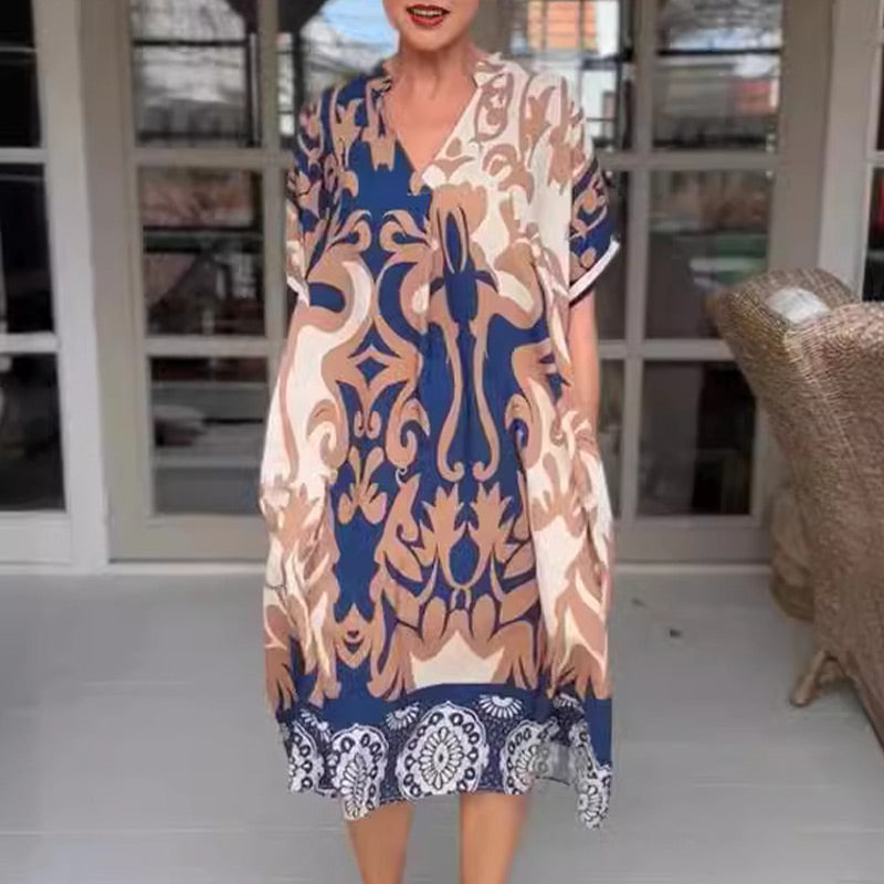 Estella | Printed Boho V-Neck Dress