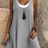 Christabel | Sleeveless Swing Dress with a Layered Neckline