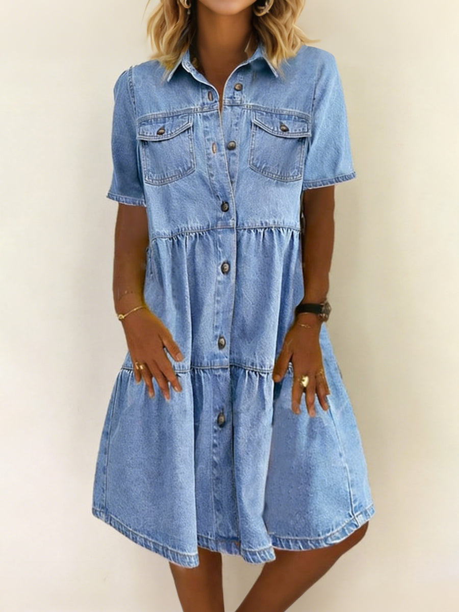 Relaxed Light Blue Denim Midi Dress