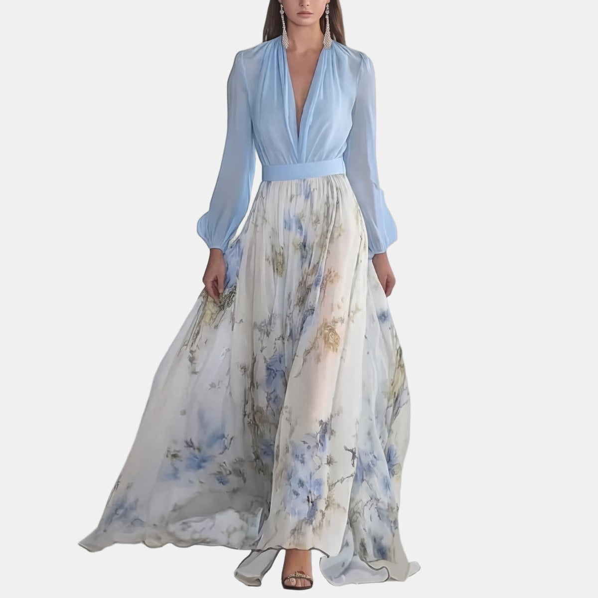 Suzanne | Maxi Dress with Floral Skirt
