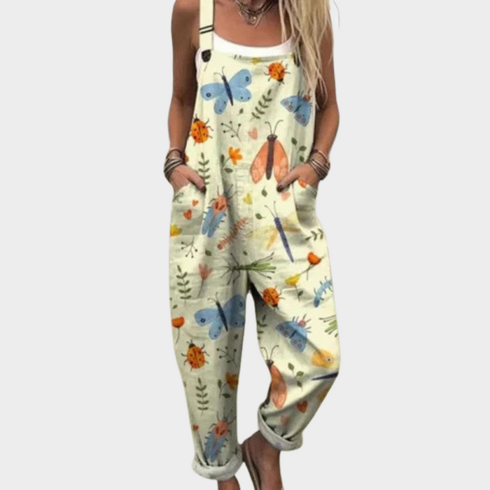 Sylvia | Women's Bright Delicate Nature Print Overalls