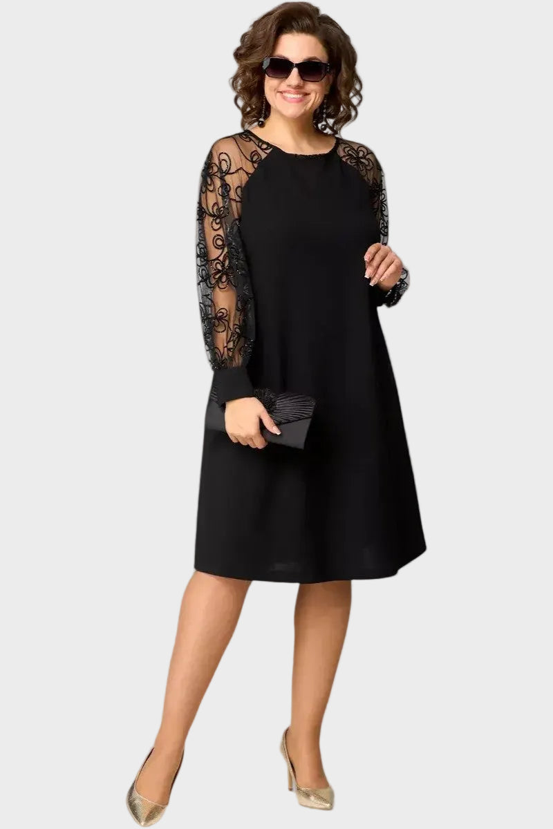 Celina | Classic Midi Dress for Special Occasions Black, photo studio