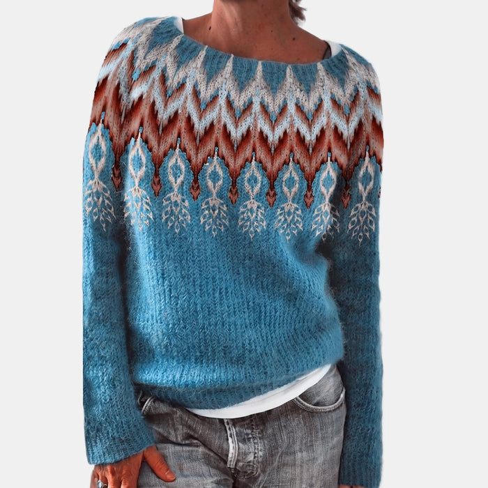 Turquoise Zigzag Nordic Jumper