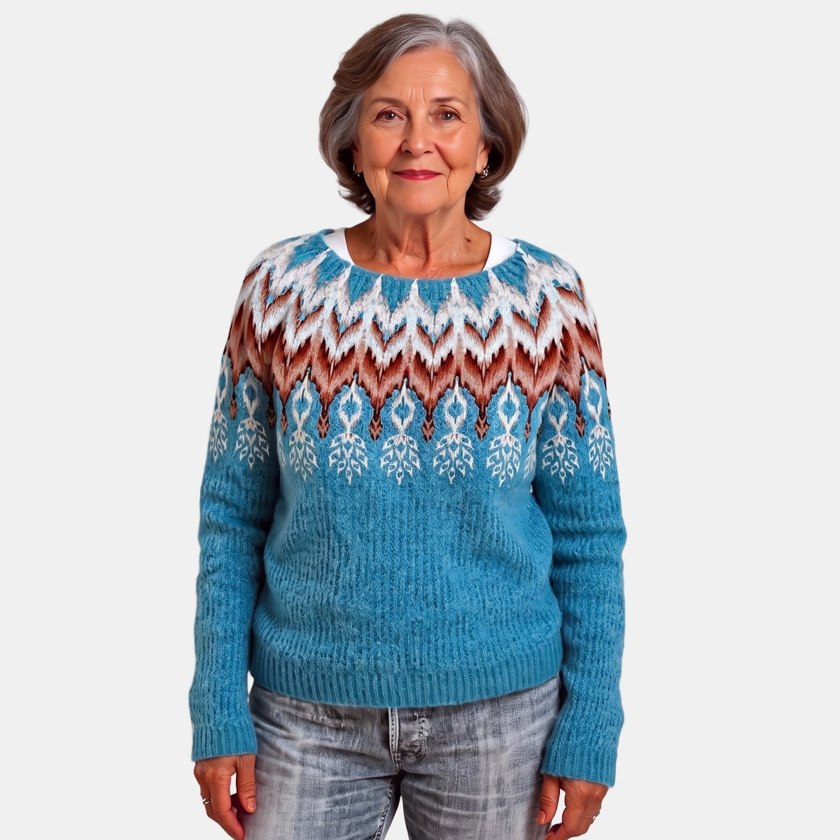 Turquoise Zigzag Nordic Jumper