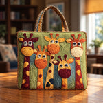 Ula | Quilted Tote Bag with Playful Giraffes