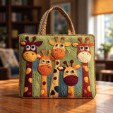 Ula | Quilted Tote Bag with Playful Giraffes