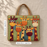 Ula | Quilted Tote Bag with Playful Giraffes