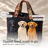 Una | Quilted Tote Bag with Three Labradors