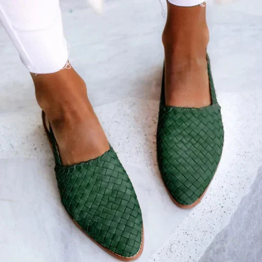 Lucy Versatile Braided Pointed Sandals Green, photo studio