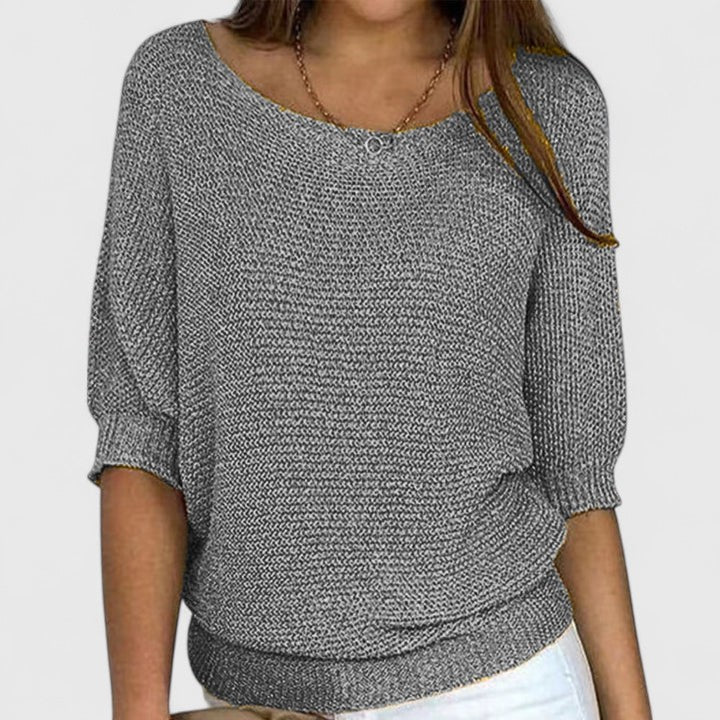 Purple Three-Quarter Sleeve Jumper Grey, studio photo