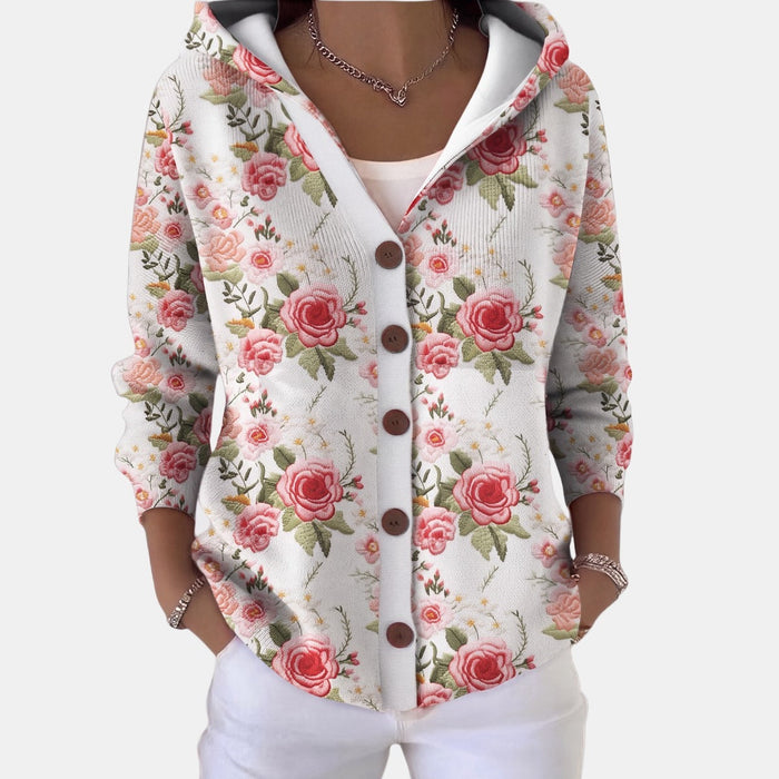 Vintage Rose Hooded Cardigan