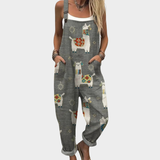 Virginia | Women's Bright Boho Grey Llama Overalls