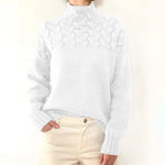 Brown Cable Knit High-Neck Jumper