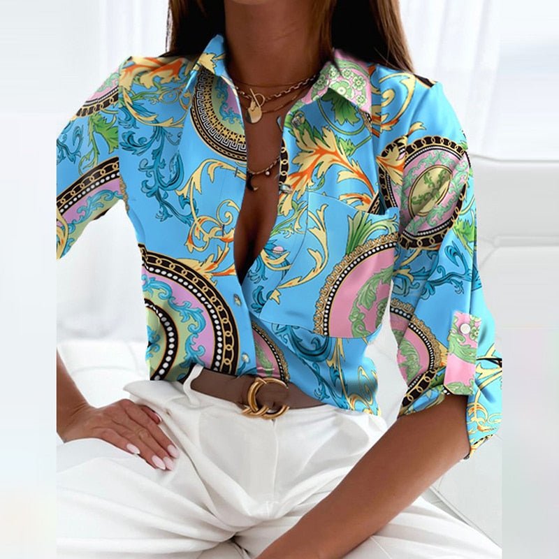 Theodora | Chic Collared Blouse Light Blue, studio photo