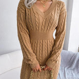 Olwen | Cable-Knit V-Neck Dress