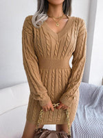 Olwen | Cable-Knit V-Neck Dress
