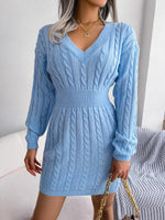 Olwen | Cable-Knit V-Neck Dress