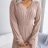 Olwen | Cable-Knit V-Neck Dress