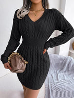 Olwen | Cable-Knit V-Neck Dress