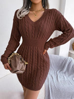 Olwen | Cable-Knit V-Neck Dress