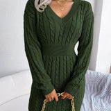 Olwen | Cable-Knit V-Neck Dress