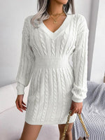 Olwen | Cable-Knit V-Neck Dress