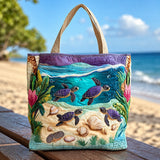 Zena | Quilted Tote Bag with Sea Turtles on the Shore