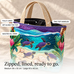 Zena | Quilted Tote Bag with Sea Turtles on the Shore