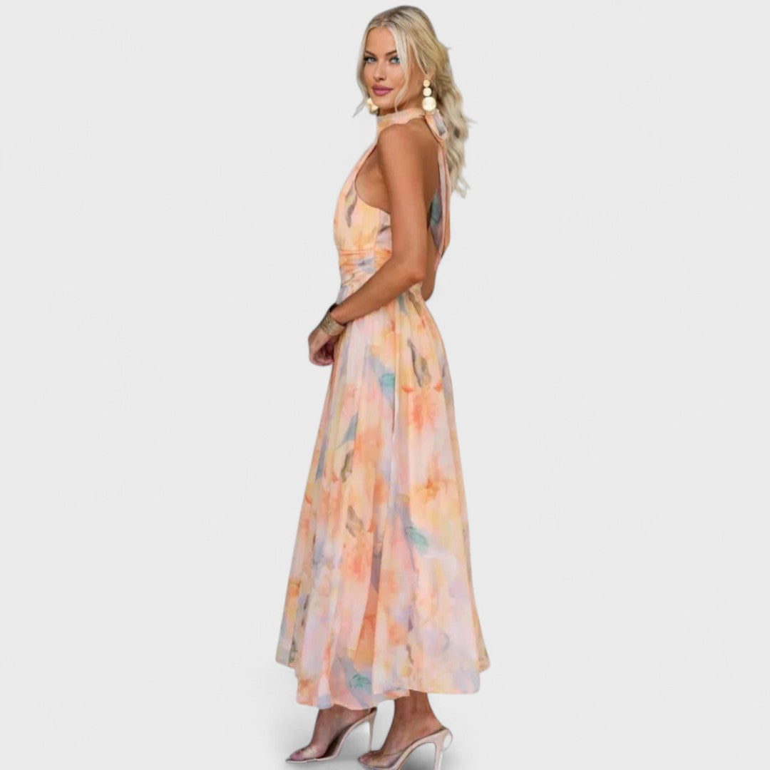 Priscilla | Floral Halter-Neck Dress